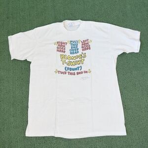 VINTAGE Shoebox Greetings Blonde's T Shirt Funny Hallmark White Y2K T Shirt Sz X